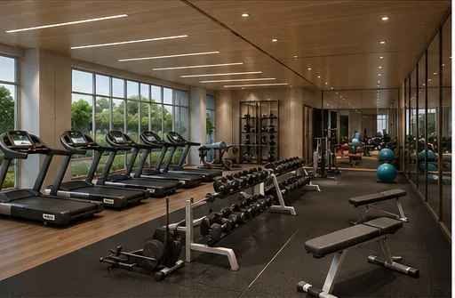 Fully equipped gymnasium at ACE ARTE Sector 150 Noida
